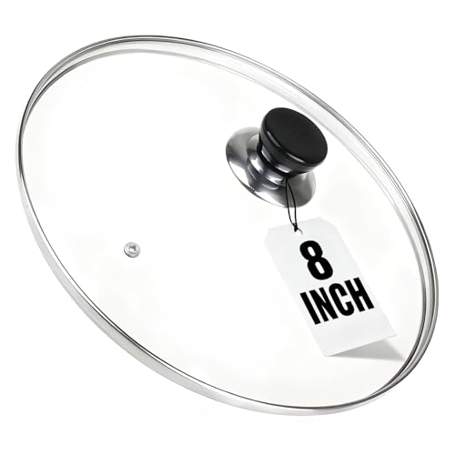 8 Inch Pan Lid, 8'' Frying Pan Lid, Tempered Glass Cast Iron Lids for Skillets, Fry Pan, Wok Pot (8...