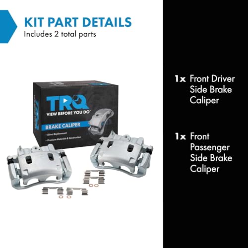 Image of TRQ Front Brake Caliper Set Brackets Hardware Zinc Coated Compatible with 2004-2006 Infiniti QX56 2004 Nissan Pathfinder Armada 2005-2006 Nissan Armada 2004-2007 Titan
