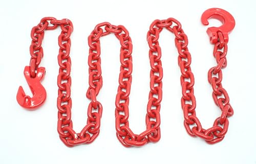 Joma-Tech | Forstkette rund | Gliedstärke: 10 mm | Länge: 3 m | mit Schling- u. Parallelhaken | Rückekette für Forstarbeiten & Holzrückung | Rot