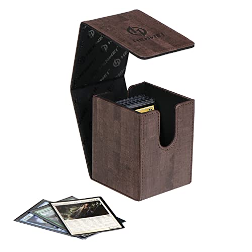 Henwei Mtg Deck Box, Premium Pu Leather Card Fit For 100+ Sleeved Cards Holder Twin Flip Deck Case For Mtg Commander,Pvc Free Strong Magnet Card Case Holder Storage (Brown) #TOP25