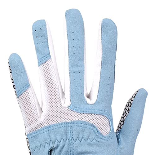 Gh Women's Leather Golf Gloves One Pair - Plain Both Hands (Blue, 22 (Xl)) #TOP2
