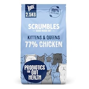 Scrumbles All Natural Dry Kitten Food with 77% Chicken, High Protein Food for Growing Kittens, 2.5Kgpackage may vary
