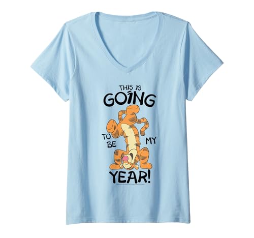T-shirt col V Disney femme vêtement imprimé Nouvel An Lunaire année du tigre