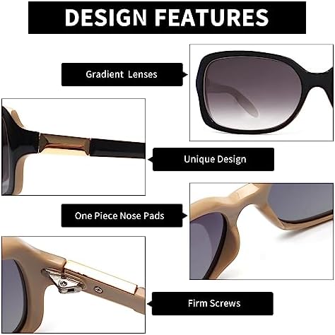 JM Classic Bifocal Reading Glasses Square Stylish Gradient Sunglasses Readers for Women +2.5 Black - 4