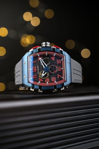 Image of Nubeo Men's 49mm Magellan Retrograde Chronograph Watch with Rubber Strap NB-6088