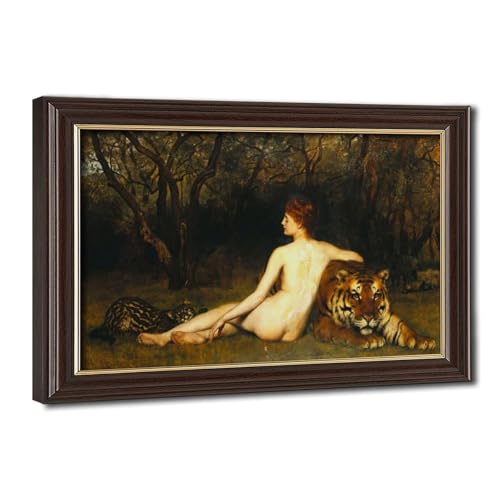 Toile femme et tigre John Collier pour créer une ambiance salon mystique