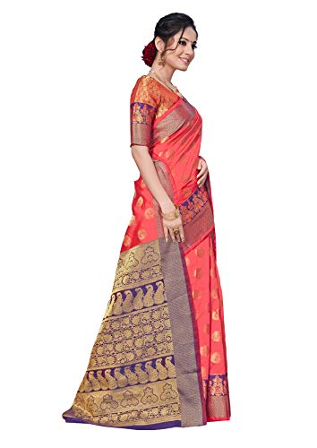 Image of AKHILAM Women's Kanjivaram banarasi silk Woven Design Saree With Unstitched Blouse Piece Saree With Un-Stiched Blouse