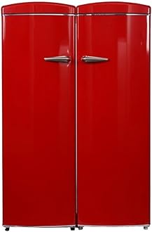 24in Retro Set Refrigerator 11cf + Upright Freezer 8.3cf E-Star 110V (Red)