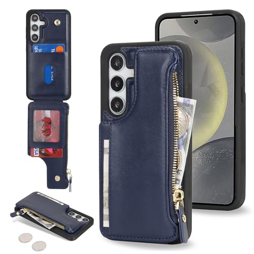 Étui S24 avec porte-cartes Cavor en cuir bleu idéal pour voyager léger au quotidien