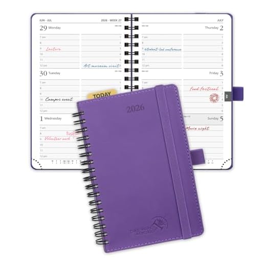 POPRUN Pocket 2026 Planner (Small Size- 4'' x 6.25'') Weekly and Monthly for Purse - Calendar 2026 (Jan. 2026 - Dec.2026) with Soft Cover, Plastic Ruler - Purple