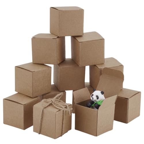 PH PandaHall 30 Stück Geschenkbox aus Papier 4cm Mini Weihnachtsbox Quadratische Boxen Faltbare Party Favor Boxen Kleine Geschenkverpackungs Papierbox für Hochzeit Weihnachten Vorschlag Party, Braune
