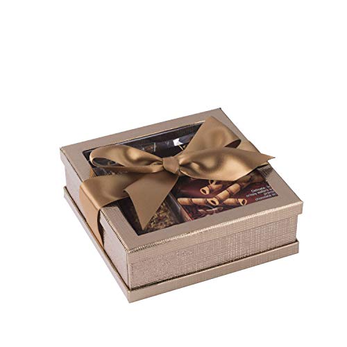 Hammont Clear Window Gift Boxes (3 Pack) Multipurpose Bakery Boxes with Ribbon | Treat Boxes Perfect for Party Favors, Cookies and Cupcakes (Gold, 6” x 6” x 2”) - Thumbnail 2