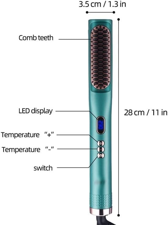 Plancha para el cabello multifuncional con calefacción PTC rápida, ajustable, con revestimiento de turmalina y cerámica, para alisar y rizar, con peine y cepillo miniatura 7