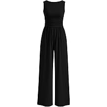 One Piece Jumpsuits for Women Dressy Casual Sleeveless Crewneck Wide Leg Rompers Jumpers Vacation Summer Outfits