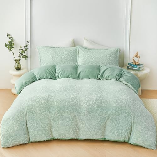 Faux Fur Duvet Cover, Luxury Ultra Soft Fluffy Plush Velvet Comforter Cover with 2 Pillowcases, Cozy Warmth, No Shedding, Zipper Closure, 3PC, Queen Size