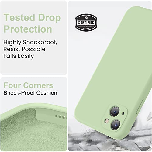 Vooii Compatible With Iphone 14 Case With Screen Protector, Upgraded Liquid Silicone With [Camera Protection] [Soft Anti-Scratch Microfiber Lining] Phone Case For Iphone 14 6.1 Inch - Matcha #TOP4