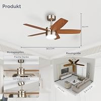 Vagizm Deckenventilator 91 CM für Kleine RäUme: Moderne Ventilatoren mit Dimmbarer Lichtfernbedienung – Umkehrbar, Leise mit 6 Geschwindigkeiten für Kleine Schlafzimmer - 230V – Ansicht 2