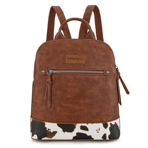 Image of Montana West Wrangler Backpack Purse for Women Mini Backpack Purse Cute Ladies Bookbag Travel Work Daypacks Bags WG-BG-186-9116-COW-BR