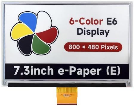 7.3inch 6-Color E-Paper Display, E-Ink Display, Low Power Consumption, 800480 Pixels, SPI Communication, Ideal for Price Tags, Shelf Labels, Industrial Instruments...7.3inch e-Paper E