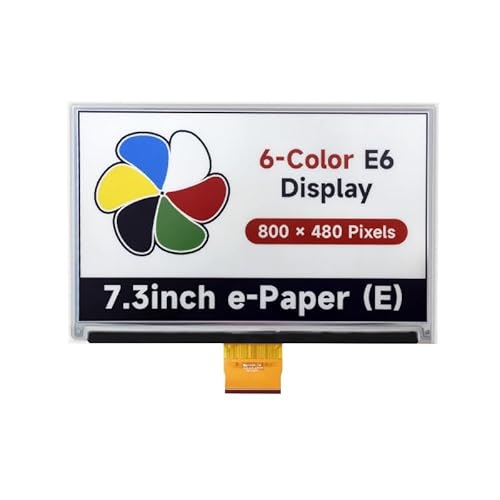 7.3inch 6-Color E-Paper Display, E-Ink Display, Low Power Consumption, 800×480 Pixels, SPI Communication, Ideal for Price Tags, Shelf Labels, Industrial Instruments…(7.3inch e-Paper (E))