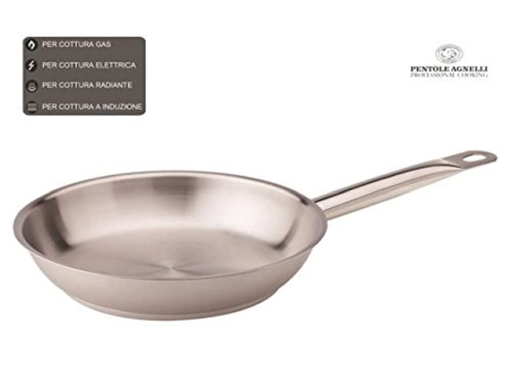 Pentole Agnelli Linea Acciaio Padella con Manico, 32 cm