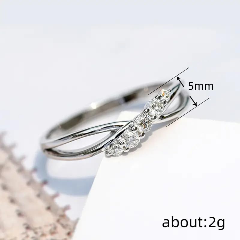 Moissanite Twisted Rope Wedding Band for Women's Plated 925 Silver Simulated Diamond Infinite Eternity Stacking Ring for Women Minimalist Jewelry Gift Size 7#3