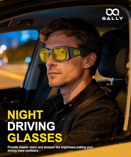 Image of Night Vision Glasses, Fit Over Glasses Mens Womens, Wrap Around Anti Glare HD Night Vision Lens for Night Driving