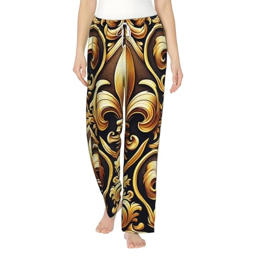 Pantalon de pyjama en polaire royale motif floral de luxe pour femme