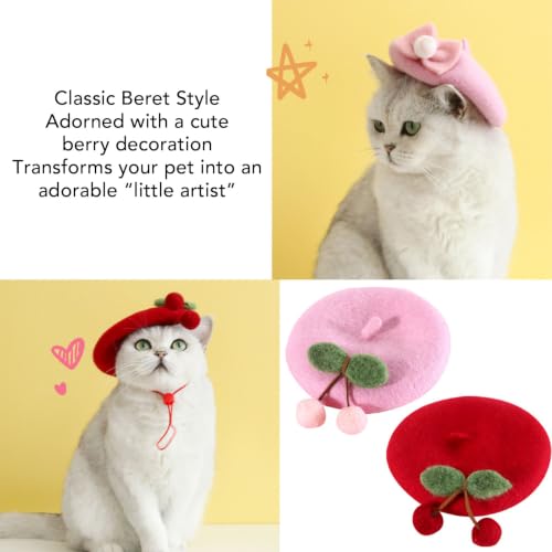 Sombrero de boina para mascotas sin lazos molestos que estresen a los gatos en sesiones de fotos 5