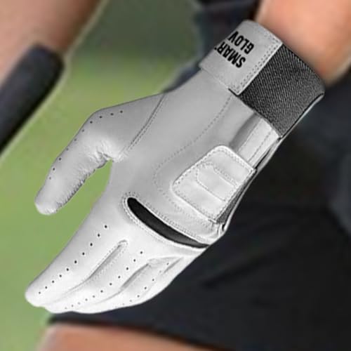 Guantes de golf de cuero 2 en 1 con retenedor de muñeca ajustable 7