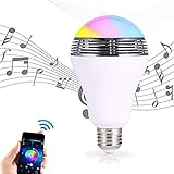APP - Bombilla LED de 5 W con altavoz Bluetooth inteligente para el hogar, dormitorio, sala de estar, fiesta, decoración de escenario, 1 pieza