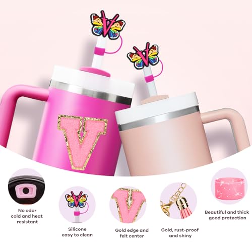 Mity rain 6PCS Cup Accessories for Stanley Cup 30oz 40oz - Tumbler Initials Cute Decoration for Stanley Letter V — view 3
