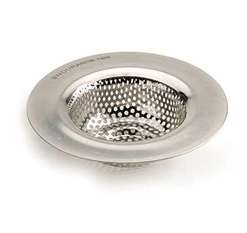 RSVP International Endurance® Stainless Steel Large Sink Strainer, 4.5" | Traps Food Scraps | Polished Finish with Precision Pierced Holes | Dishwasher Safe
