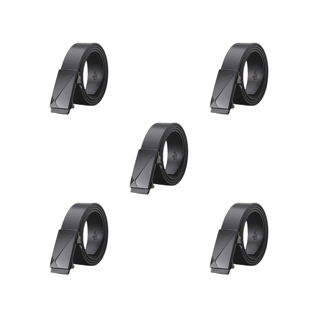 Cinturón de cuero para hombre, deslizante, hebilla automática, bloqueo, pantalones, cintura, decoración, regalo de negocios, 100 cm