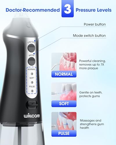 Image of Water Dental Flosser, Portable Oral Irrigator with 300ML Water Tank, IPX7 Waterproof, Rechargeable, 4 Modes for Deep Teeth Cleaning, Travel-Friendly