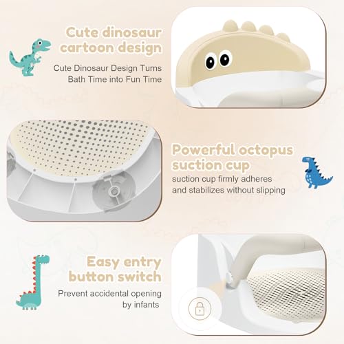 image for Lerrutue Baby Bath Seat for Babies 6 Months & Up Sitting Up, Non-Slip 