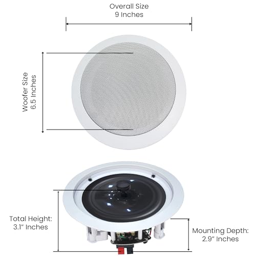 Home Theater System Kit with 1000 Watts 4-Chanel Bluetooth Receiver & 8 Qty 6.5\" 200 Watts in-Wall in-Ceiling Speakers of 2-Way Stereo Sound with Woofer/Tweeter, Flush Design by Technical Pro