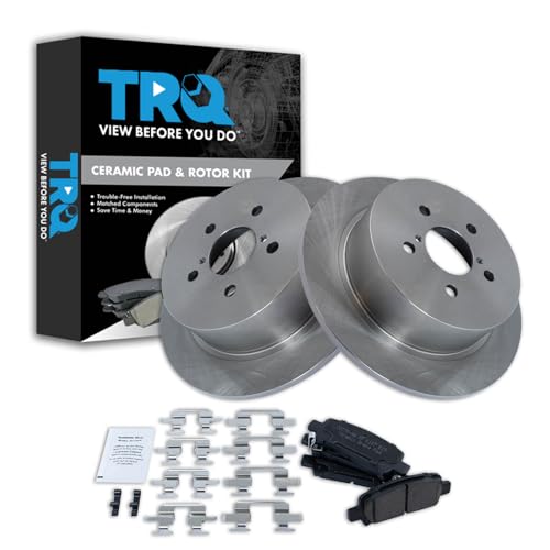Image of TRQ Rear Brake Pad and Rotor Set Ceramic Compatible with 2008-2009 Subaru Legacy