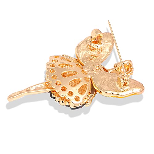 Image of Rhinestone Angel Ballerina Brooch Pin for Women Girls Fashion Crystal Gold Tone Cute Fairy Butterfly Ballet Dancer Brooches Lapel Pins Dainty Dress Accessories Birthday Christmas Jewelry Gift