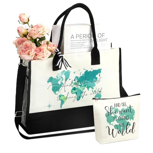 Set 2 Bolsos de Lona Tote y Maquillaje Motivacional