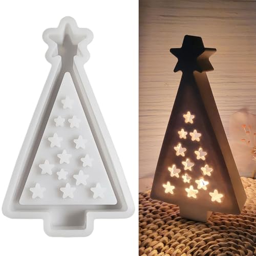 ALEFBET Silicone Moulds Casting Moulds, Silicone Mould Christmas, DIY Silicone Casting Mould Christmas, Plaster Moulds for Casting, Epoxy Resin Moulds Star Christmas Tree (Star Christmas Tree)