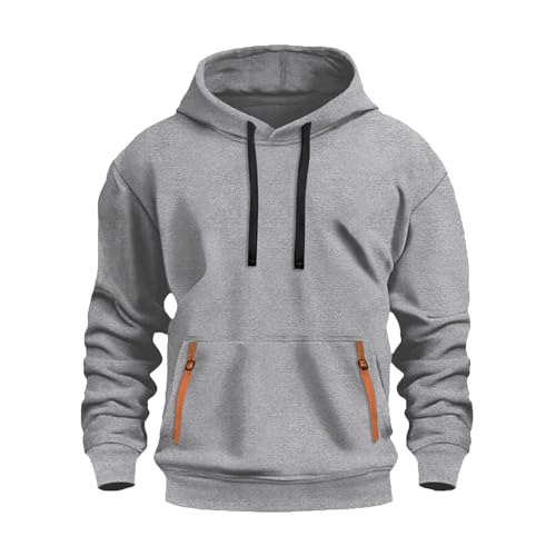 Mens Hooded Sweatshirt Casual Long Sleeve Cord Athletic Gym Hoodies Casual Military Cargo Workout Pullover Sweater