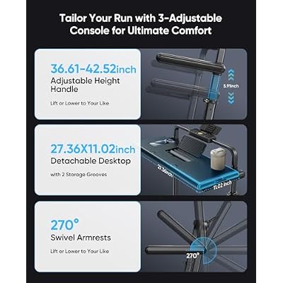 3.0HP Walking Pad Treadmill with Incline 2%-7%-12%, 6 in 1 Foldable Treadmill for Home with Removable Desk, Adjustable Handle Bar, RGB Lights, LED Display, Remote&APP Control, 330LBS Capacity