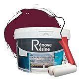 Étanche COULEURS D ANTAN Peinture Résine multisupport Intérieur pour Faïence, Carrelage, Douche, Baignoire 5m² - RAL 4004 Violet bordeaux + Kit d\'application OFFERT