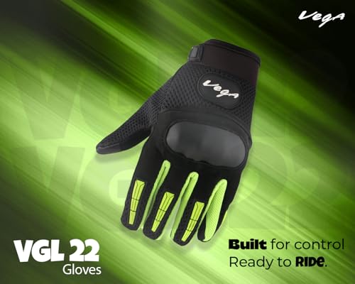 Image of VGL-22 Full Finger Motorcycle Riding Gloves Black Neon Green-L
