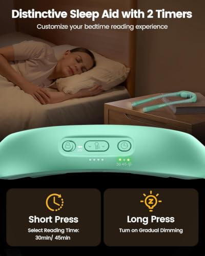 Image of Glocusent Neck Light with Timer, 100 Hours Book Light for Bedtime Reading