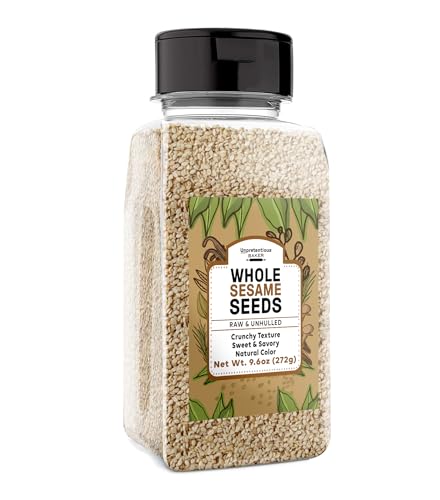 Unpretentious Whole Sesame Seeds, 9.6 oz, Raw & Unhulled, Crunchy Texture, Natural