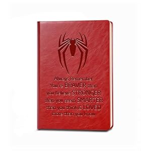Super Spiderman Gifts Always Remember You’re Braver Than You Believe Leather Notebook Super Spiderman Fans Gifts Cosplay Movie Lover Gifts Birthday Graduation Gifts for Son Daughter (red)