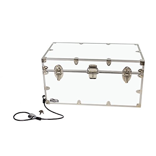 C&N Footlockers - Large Undergrad Storage Trunk w/Cable Lock - Made in the USA - Only STEEL Footlocker on Amazon - Durable Chest with Lid Stay - 32 x 18 x 16.5 Inches (White)