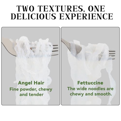 Ginoffy Konjac Noodles Two Types 62.4 OZ(Pack of 8)| 4 Fettuccine & 4 Angel Hair Shirataki Noodles Organic Low Calorie, Keto, Vegan, Gluten-Free Low Carb Perfect for Healthy Instant Meal, Holiday, Party